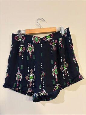 Sady&Lu Women's Navy Aztec Print Casual Shorts